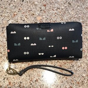 NWT Fossil Black Zipper Wallet